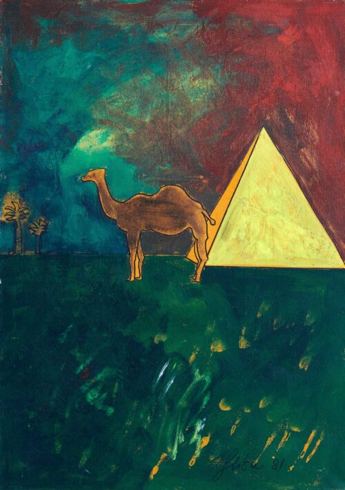 1987 1 agosto<br>pittura industriale, tempera, pennarello su tela<br> cm 70x50