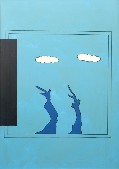 1973<br>smalto, pittura industriale, pennarello su tela<br>cm 100x70