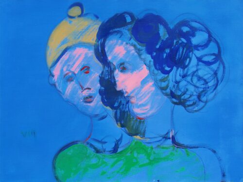 1987<br> A Shareen Blair<br>tempera e grafite su tela<br> cm 60x80